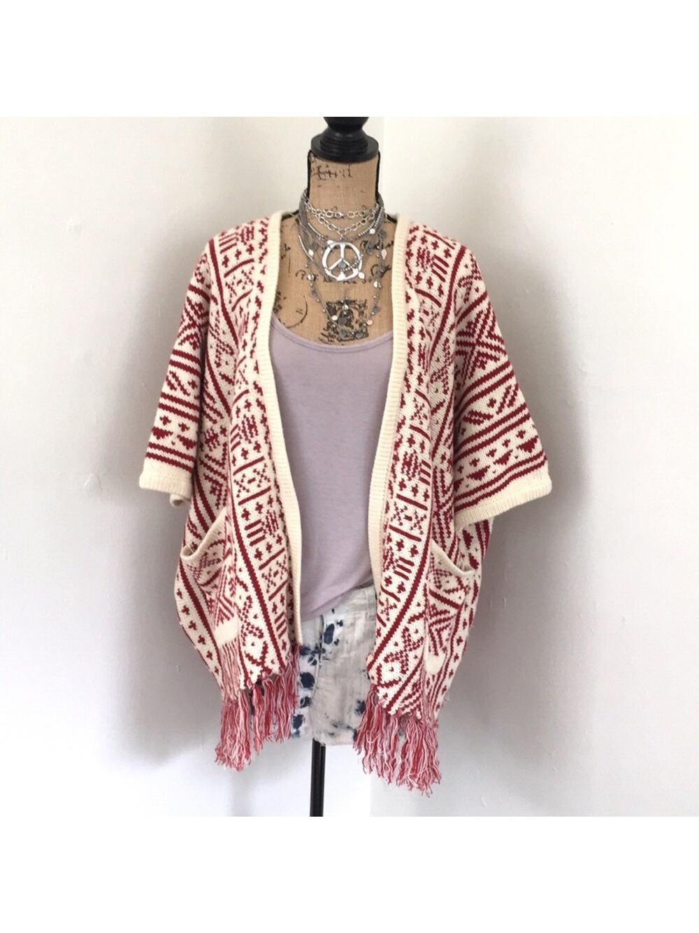 ASOS Fashion Union chunky knit fringed cardigan M - MED - MEDIUM